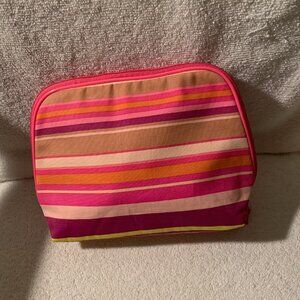 Avon pink stripped cosmetic bag